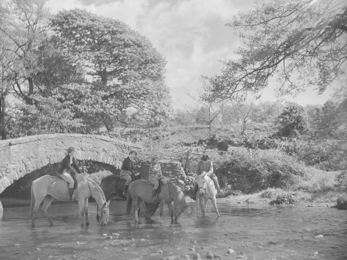 Johnty Wilson and Riders Watering Horses at Packhorse Bridge, Beckfoot