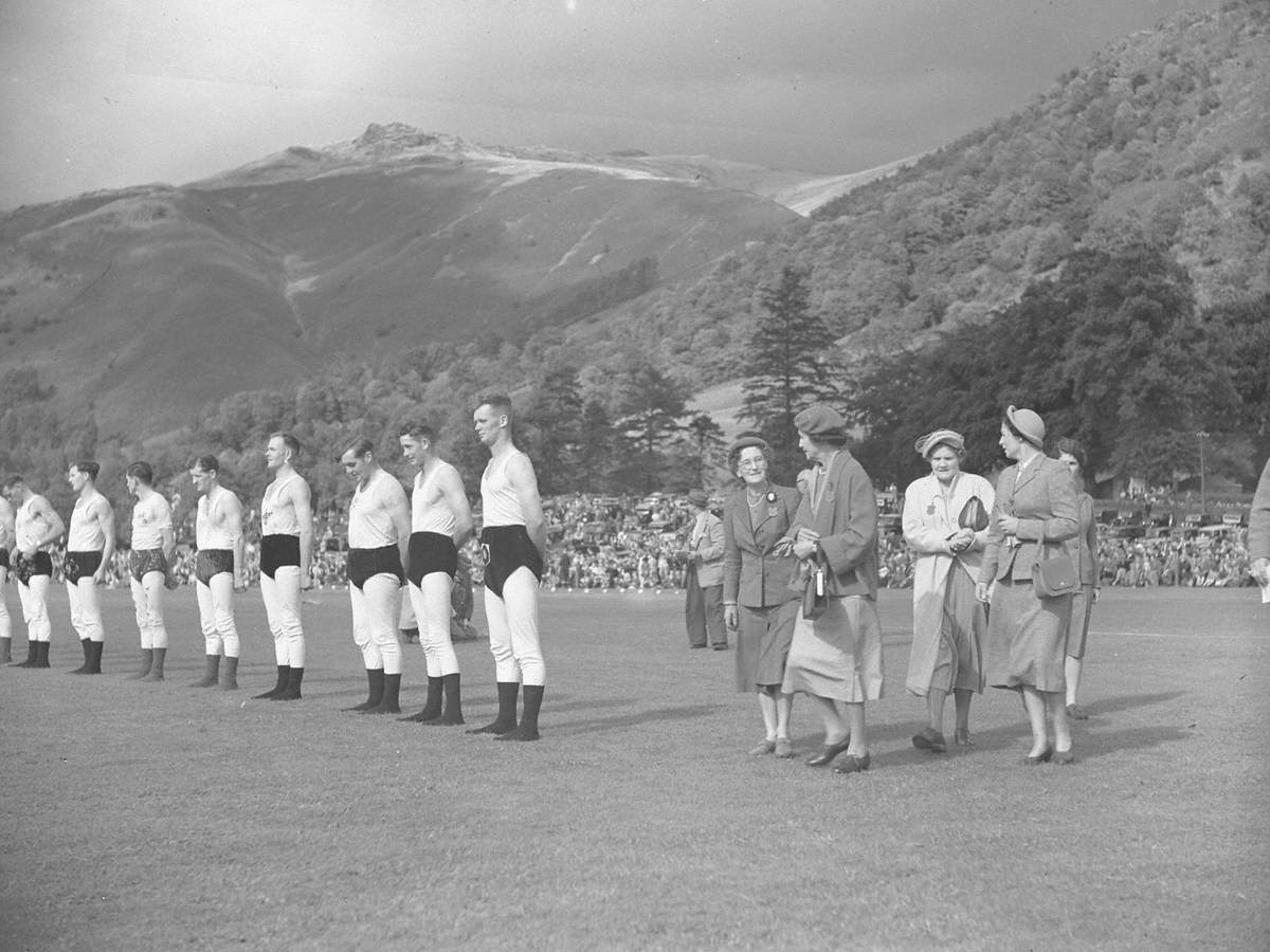 Judges and Wrestlers at Grasmere Sports 1953