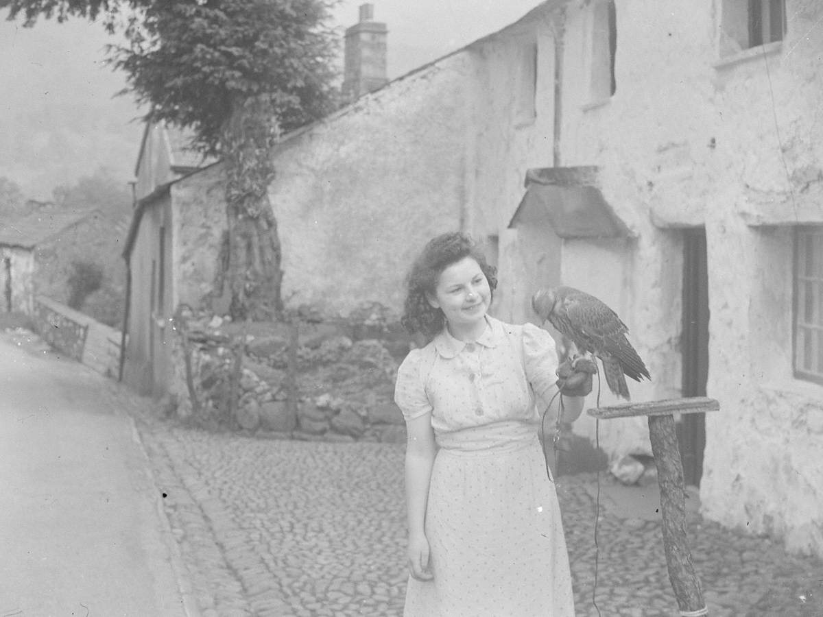 Girl Holding Bird of Prey, Borrowdale