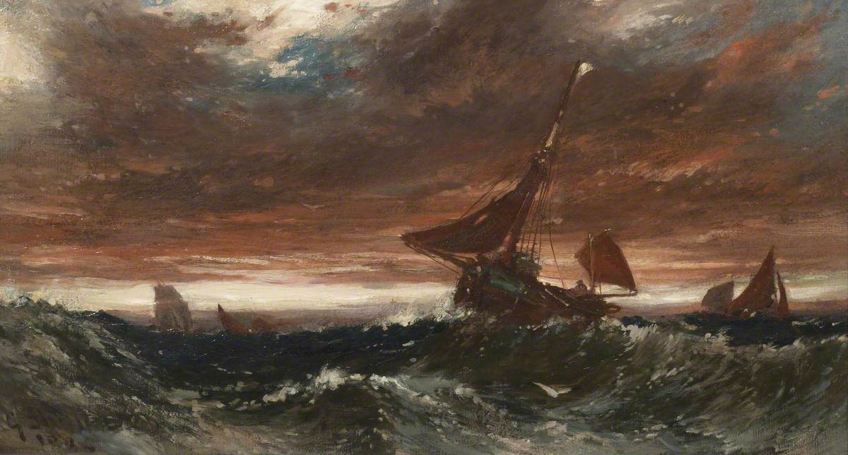Fishing Smacks and Sailing Ships on a Stormy Sea