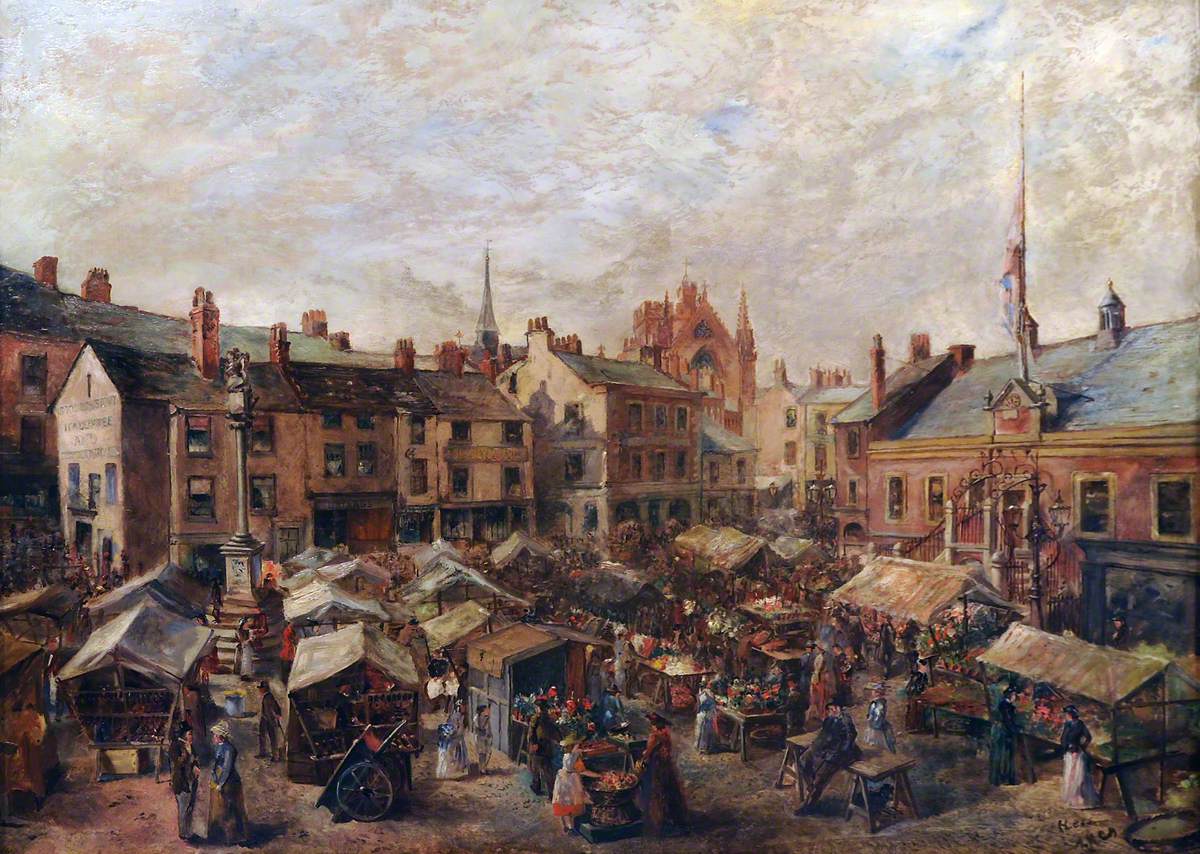 Carlisle Market Place in front of the Old Town Hall Art UK