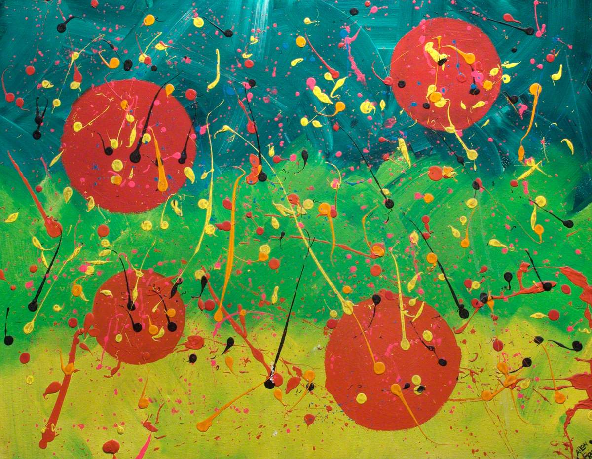 Red and Green Abstract Art UK