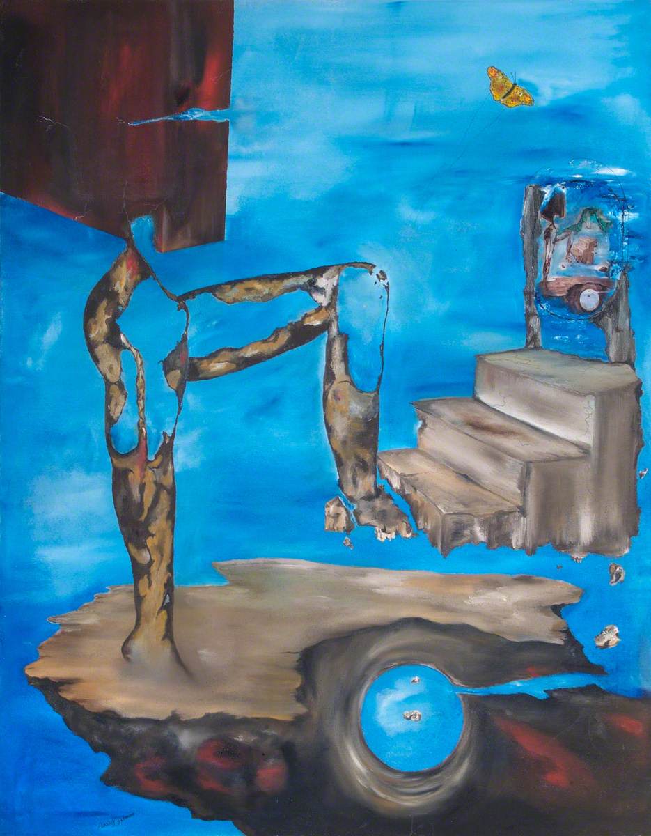 Blue Abstract, Figure on Steps
