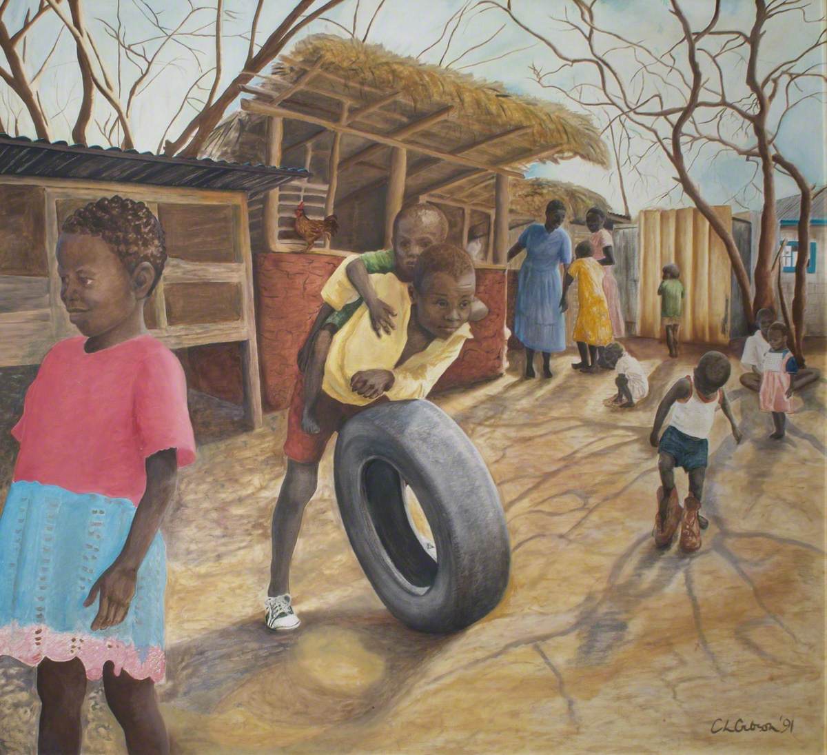 Boys with a Tyre