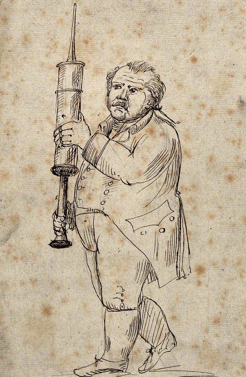 A Man Carrying a Giant Syringe | Art UK