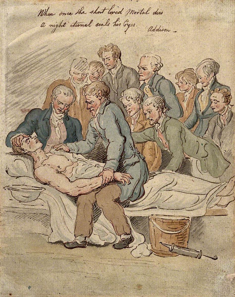 A Group of Doctors and Medical Students Surround a Dying Patient