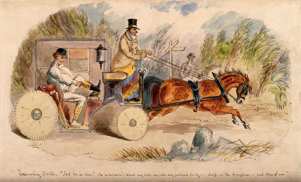 A Doctor Changing into Hunting Clothes in His Carriage, on His Way to a Hunt Meeting