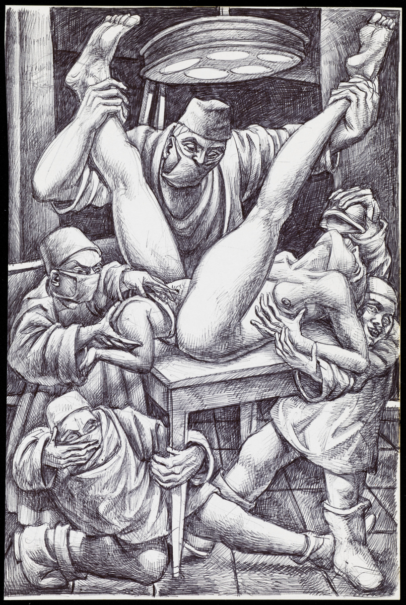 Childbirth: Sinister Obstetricians and an Anaesthetist Extract the Baby from the Mother