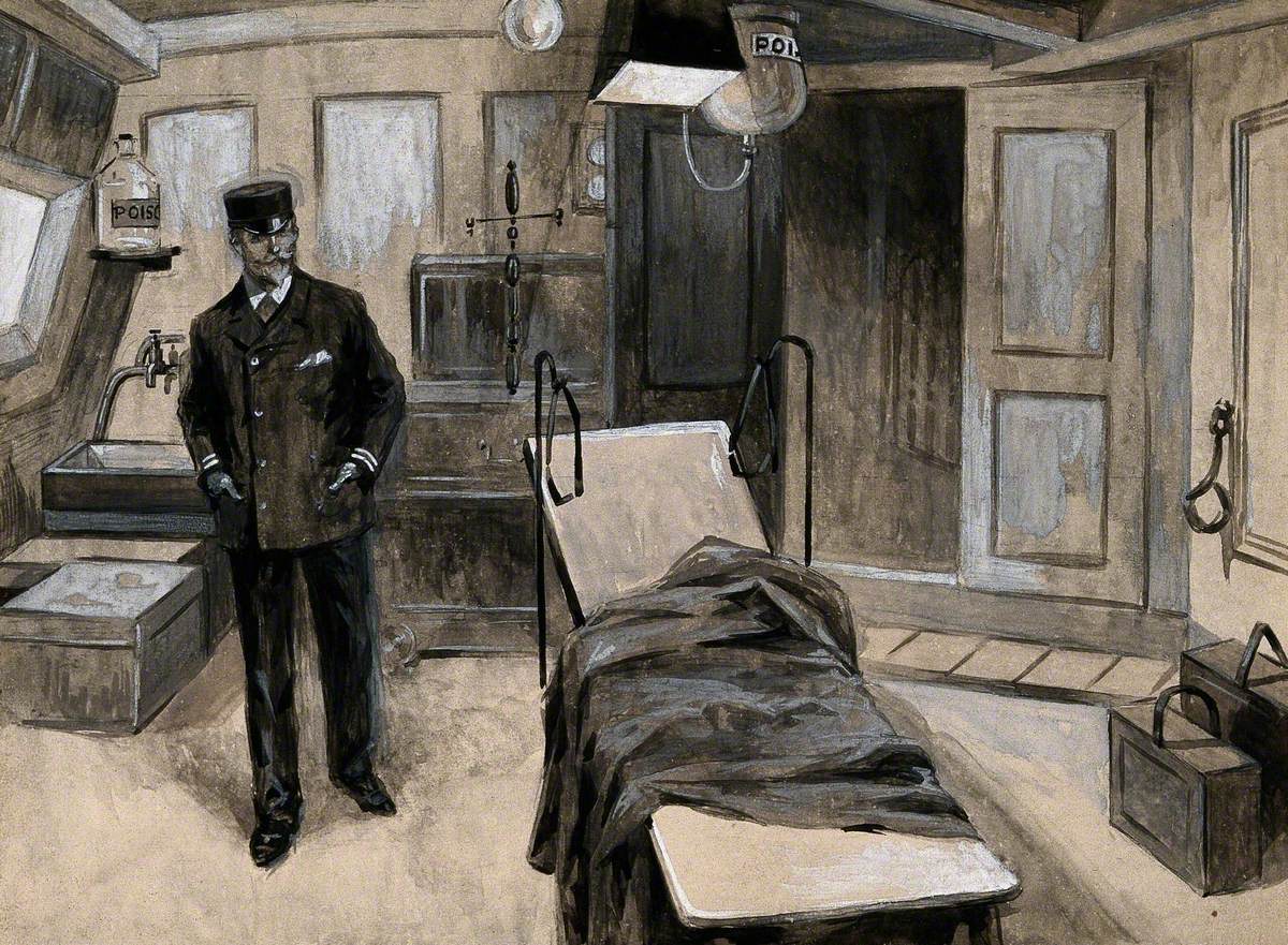 Boer War: The Operating Theatre of a Hospital Ship in Which Stands a Naval Man