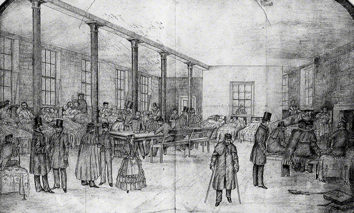 Hospital Ward in Liverpool Workhouse; Requisitioned for Wounded Soldiers