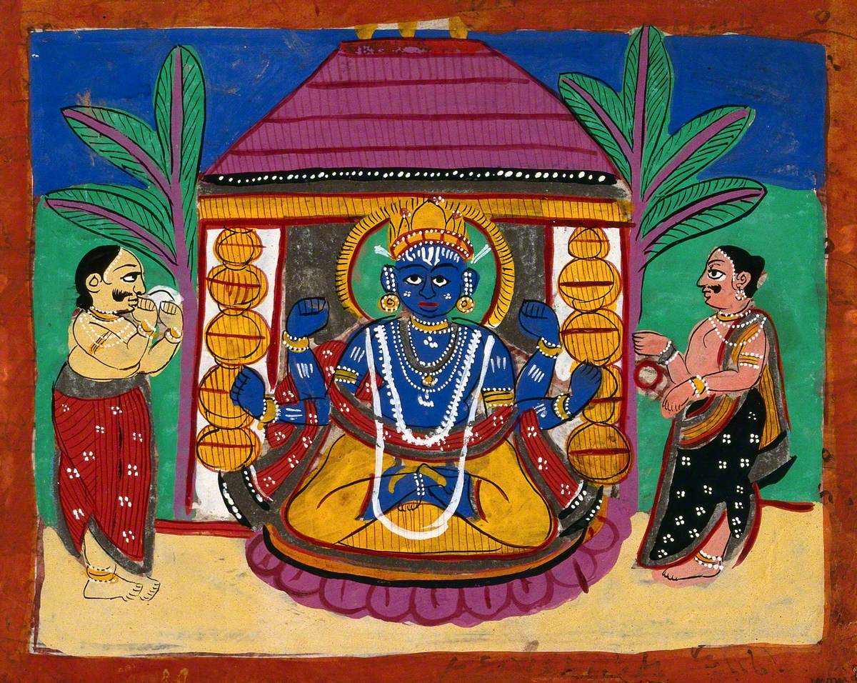 Four-Armed Form of Vishnu with Two Worshippers