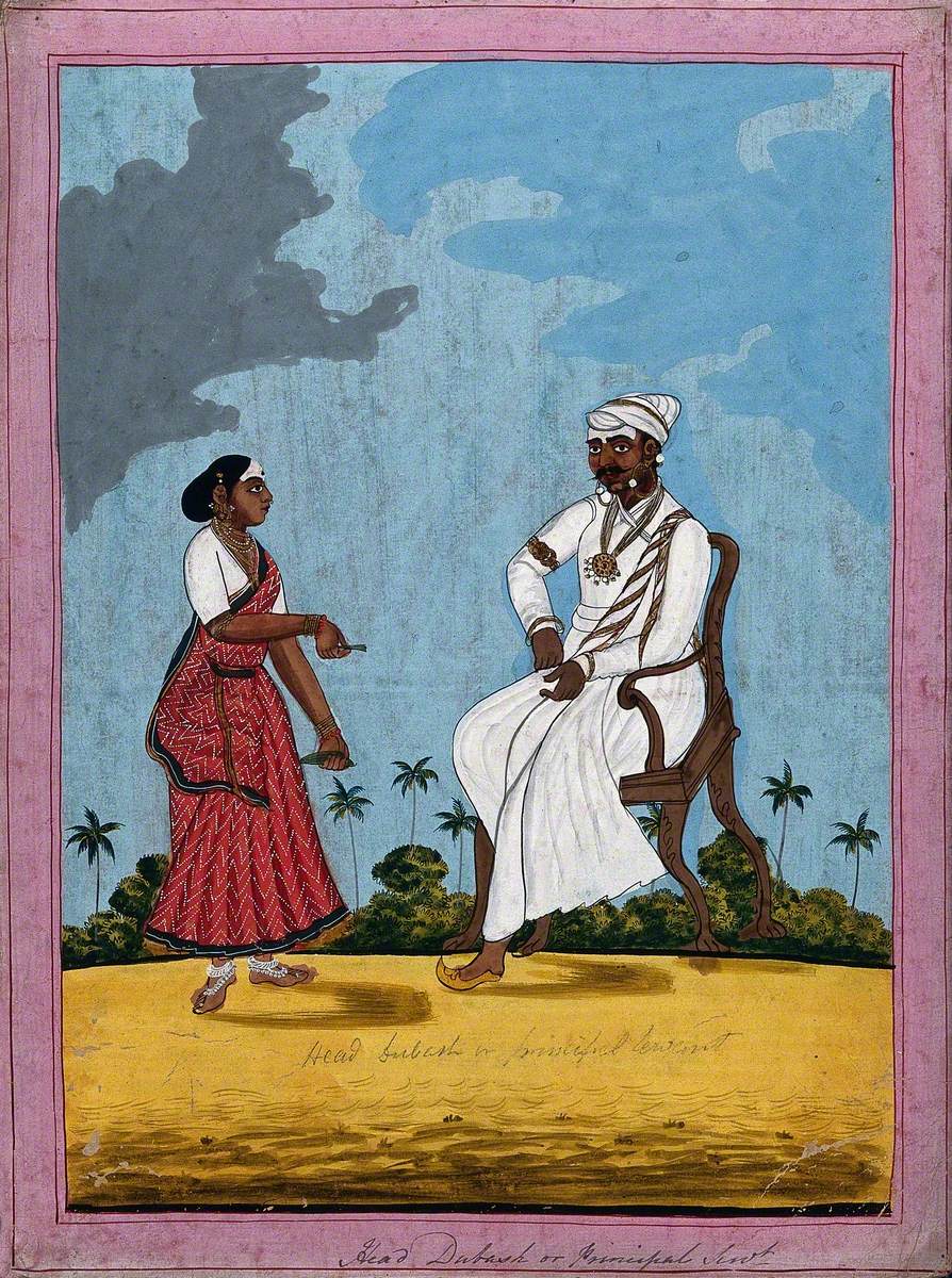 Head Servant with His Wife Offering Him Betel Leaves