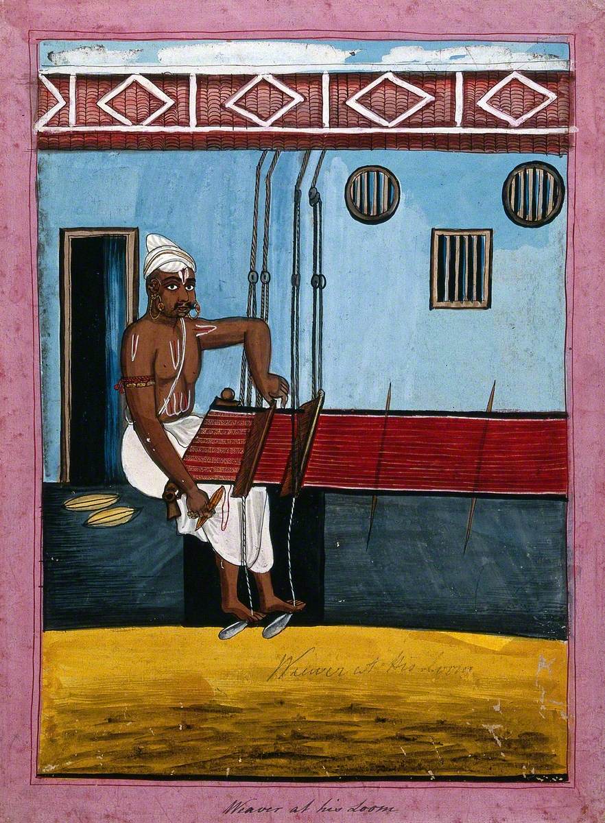 Indian Weaver at His Loom
