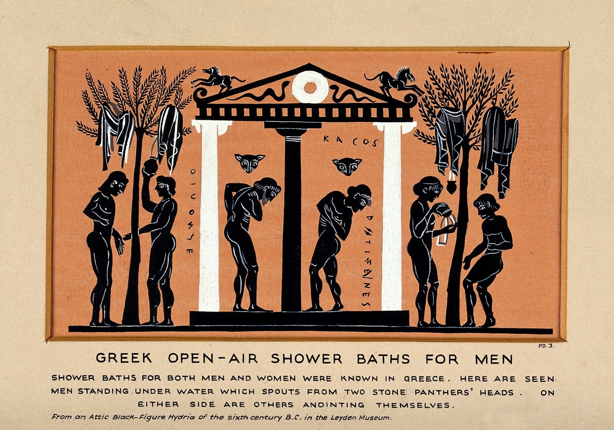 Greek Open-Air Shower Baths for Men