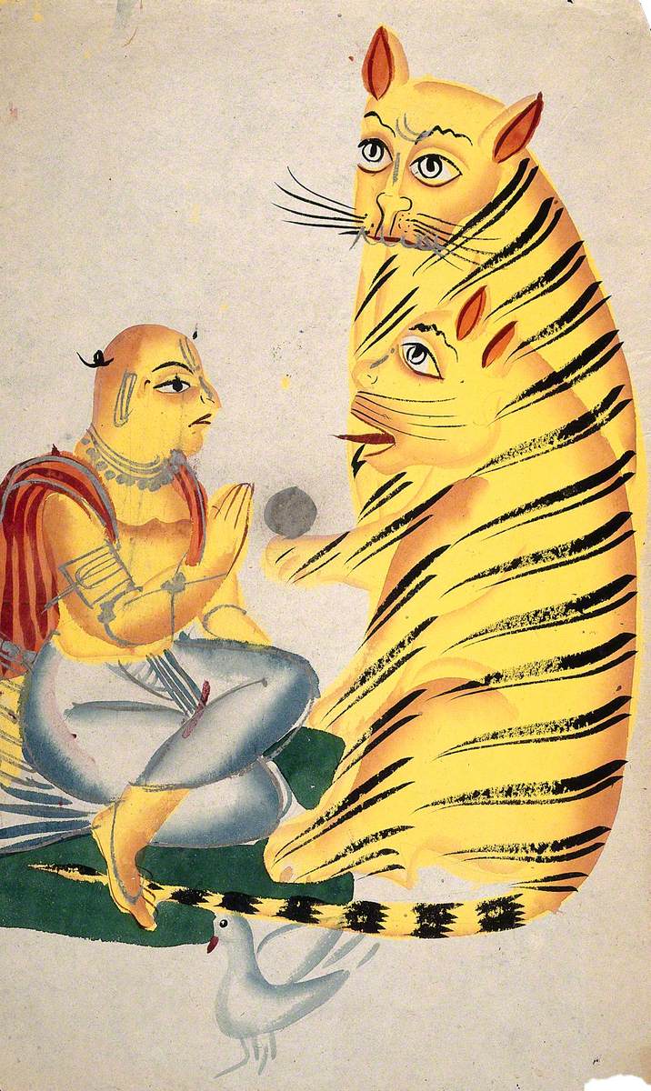 A Holy Man with Two Tigers