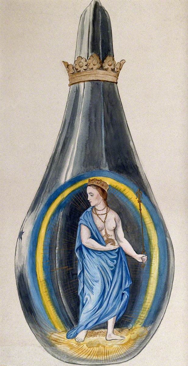 A Queen Dressed in Blue, Representing Mercury, in a Crowned Alchemical ...