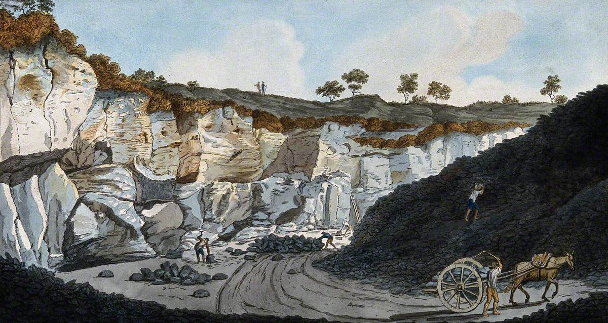 A Quarry from Which Stones Were Cut to Make the Pavements of Naples, Showing Strata of Lava from Mount Vesuvius