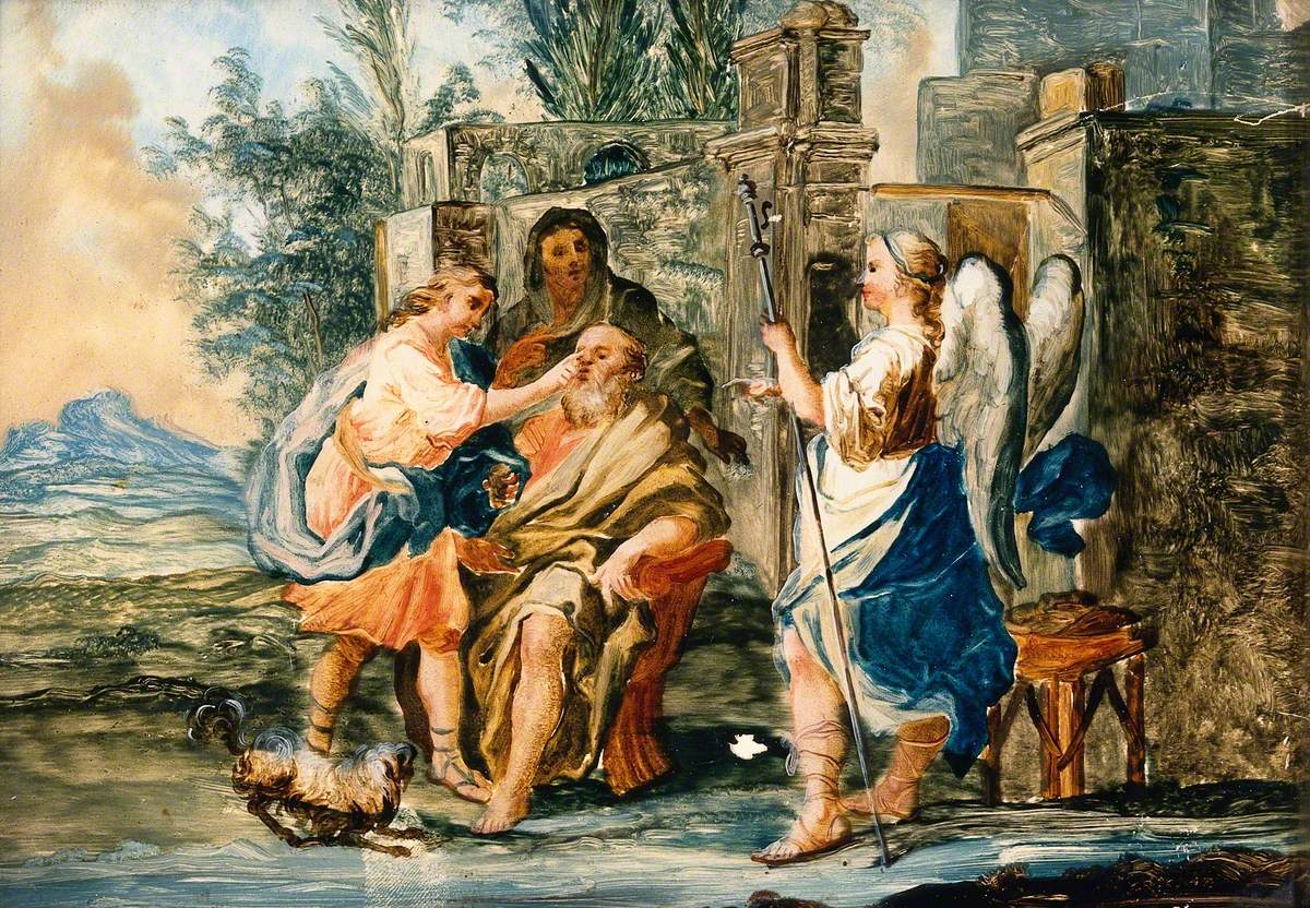 Tobias Restoring the Eyesight of Tobit in the Presence of Raphael and Anna