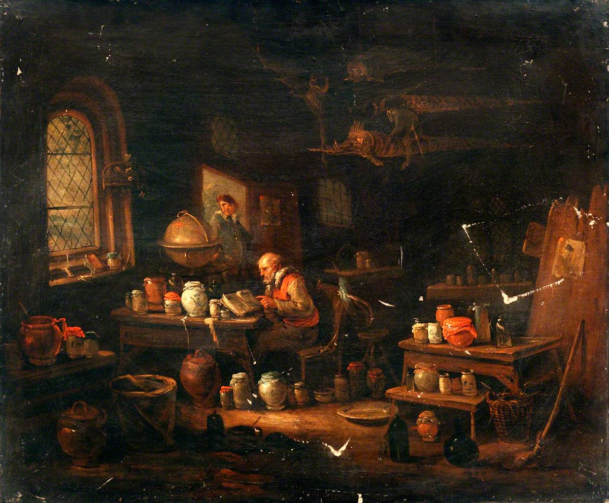 An Alchemist or Apothecary in His Laboratory Art UK