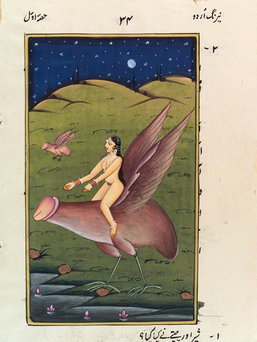 A Woman Riding on an Enormous Winged Penis