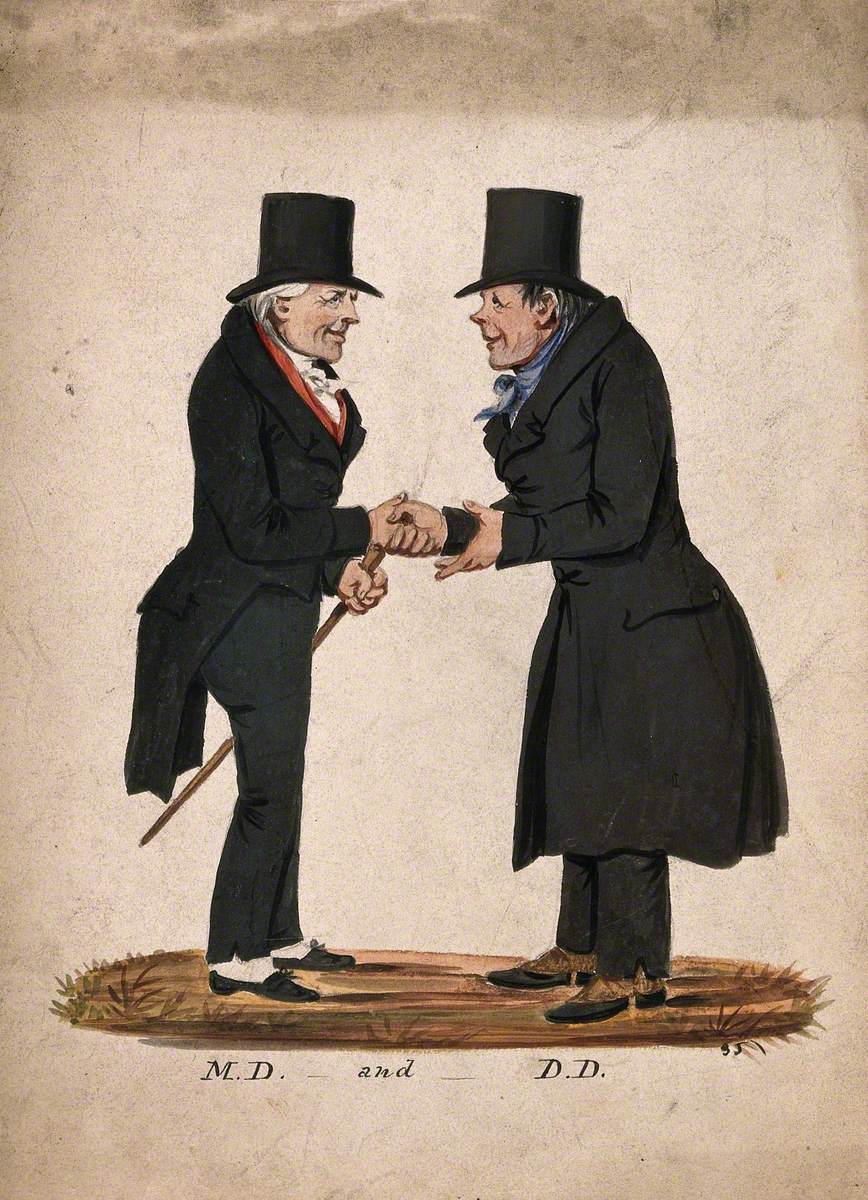 A Physician and a Divine Shaking Hands on Meeting