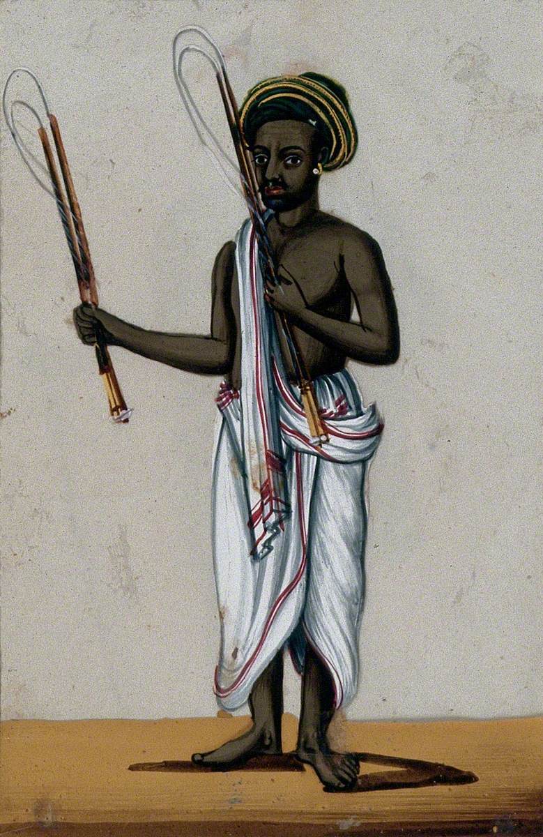 A Whip Seller Holding His Whips