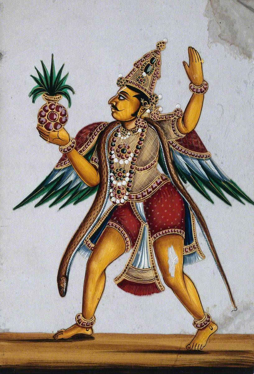 Garuda, Vishnu's Vehicle, Holding a Pot of Amrita in His Hand