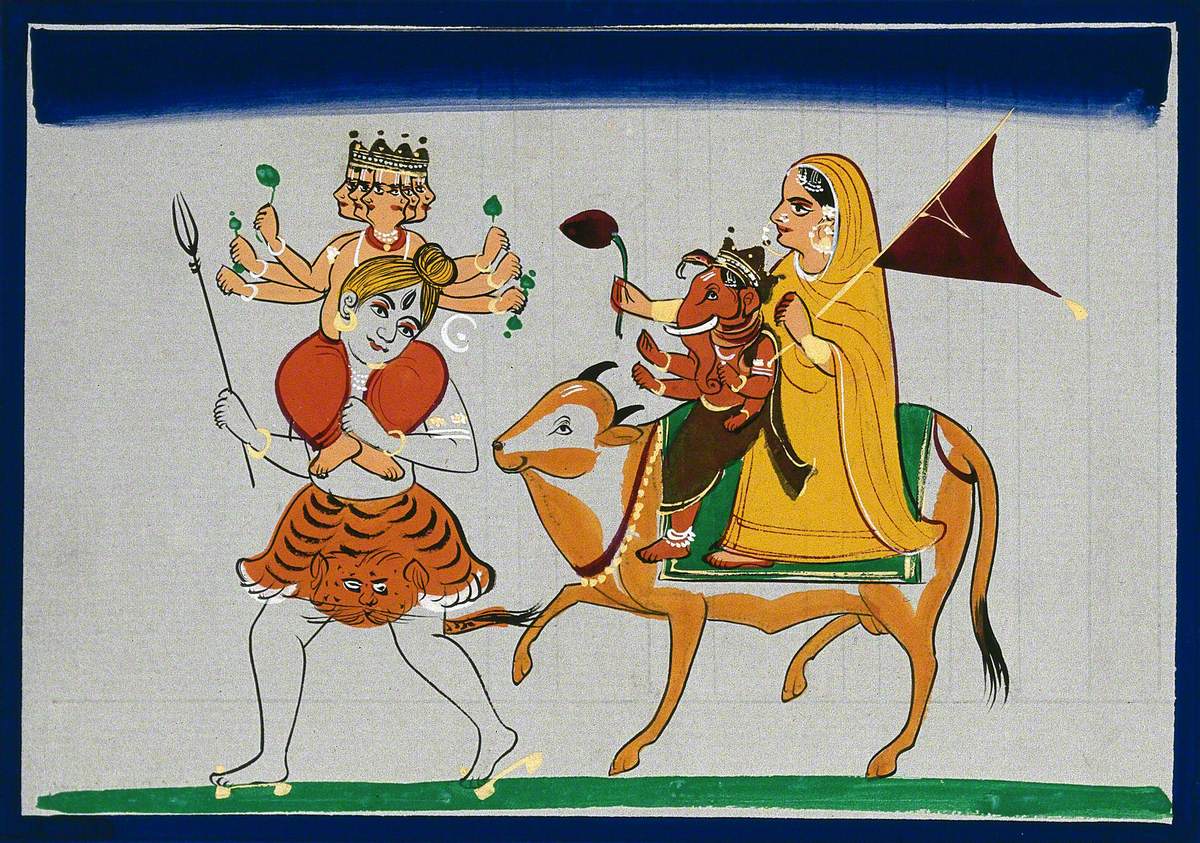 The Holy Family: Shiva with His Wife Parvati and Their Children Ganesha and Kartikeya