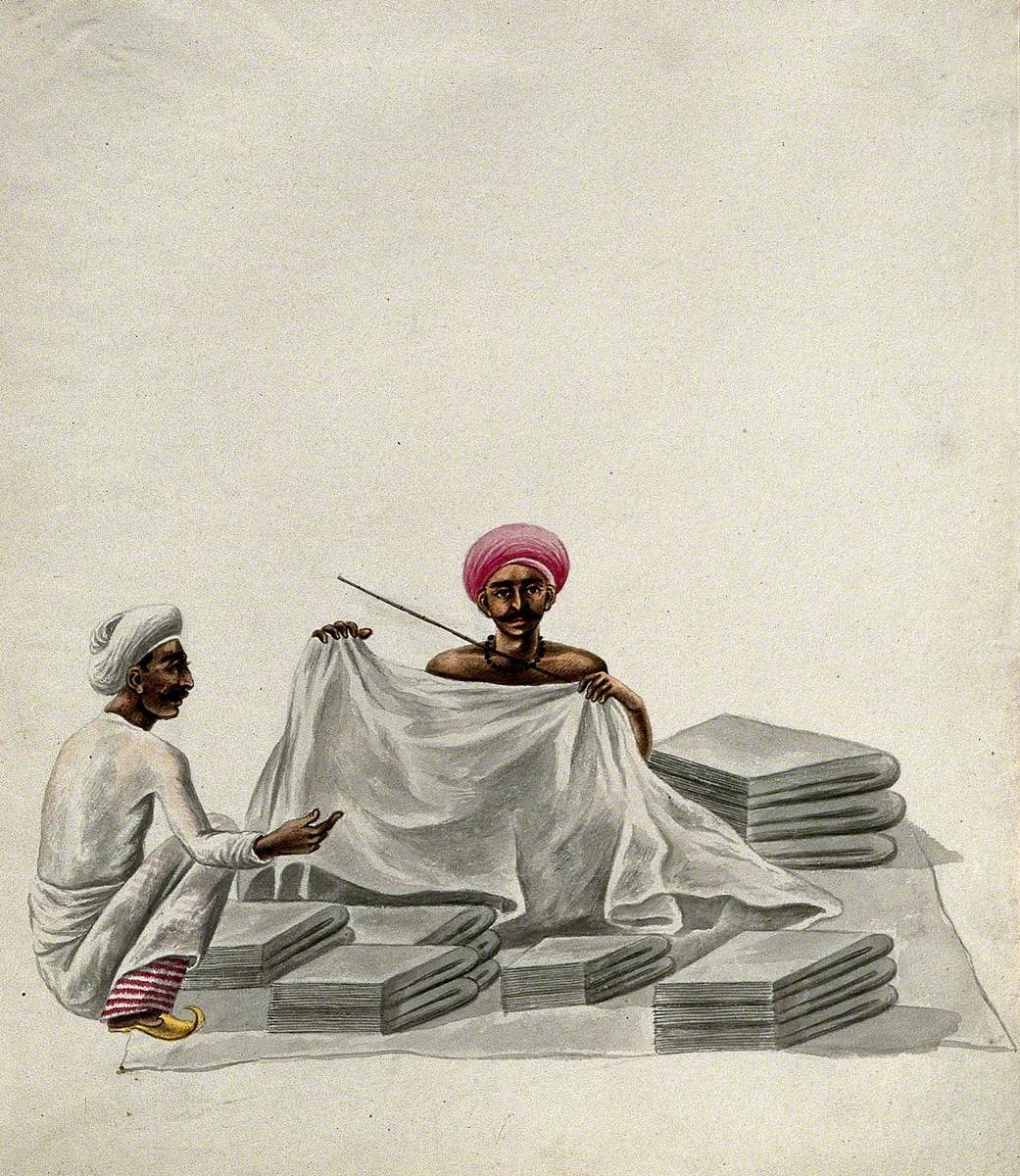 A Cloth Seller, Measuring a Piece of Cloth for a Customer