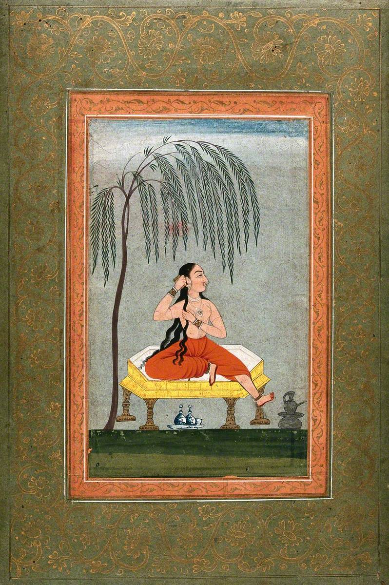 A Courtesan at Her Toilette, Seated under a Tree