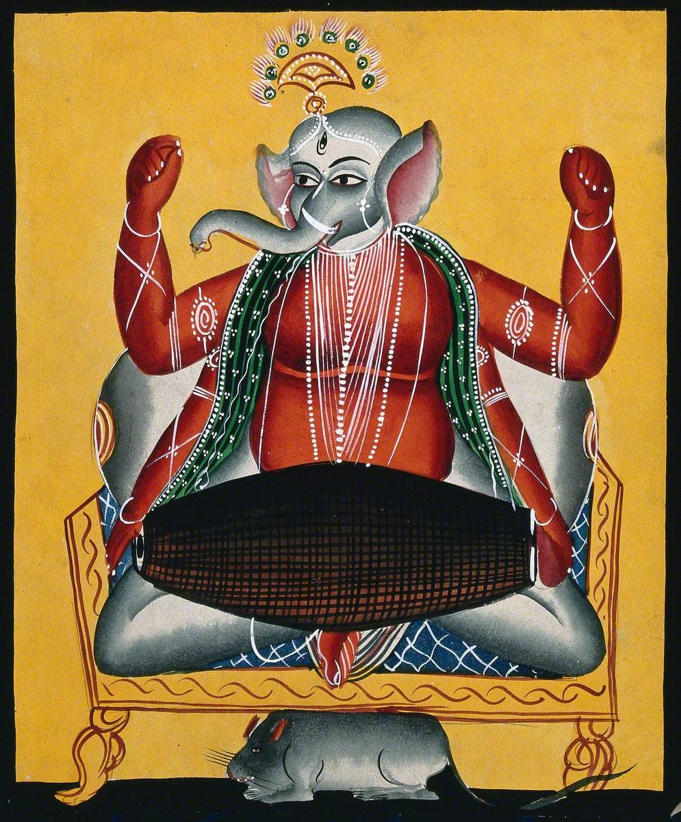 Ganesh Playing the Dhola (Double Drum)