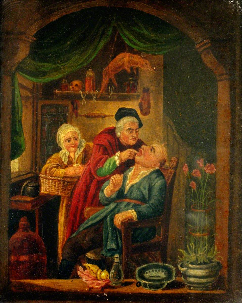 A Surgeon Extracting a Tooth