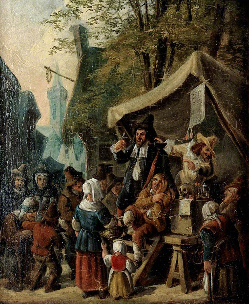 Quacks on Stage, with Many Figures Around
