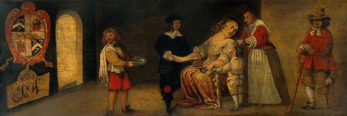 A Surgeon Letting Blood from a Woman's Arm