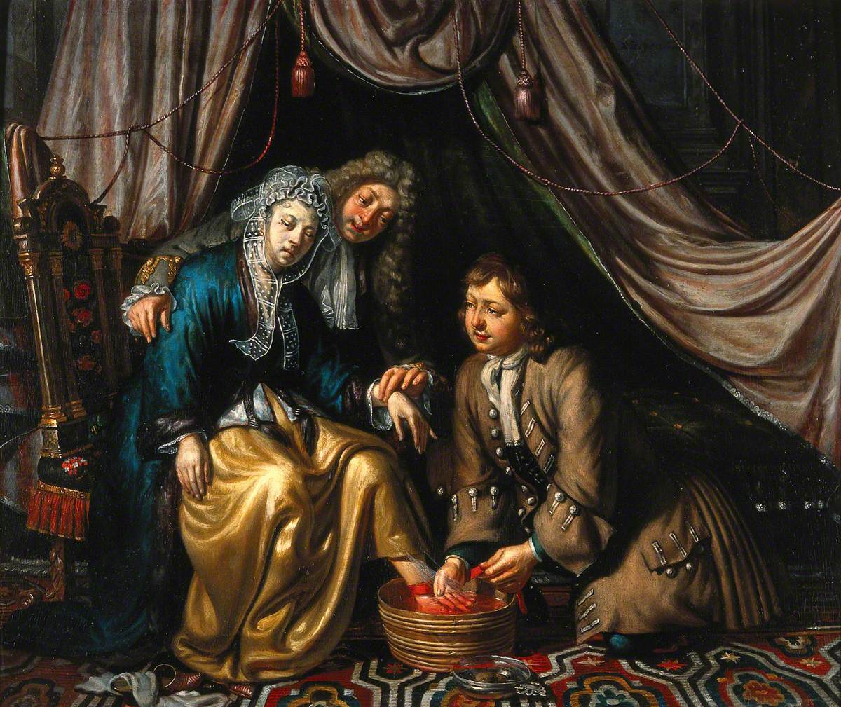 A Physician and a Surgeon Attending to a Woman Patient
