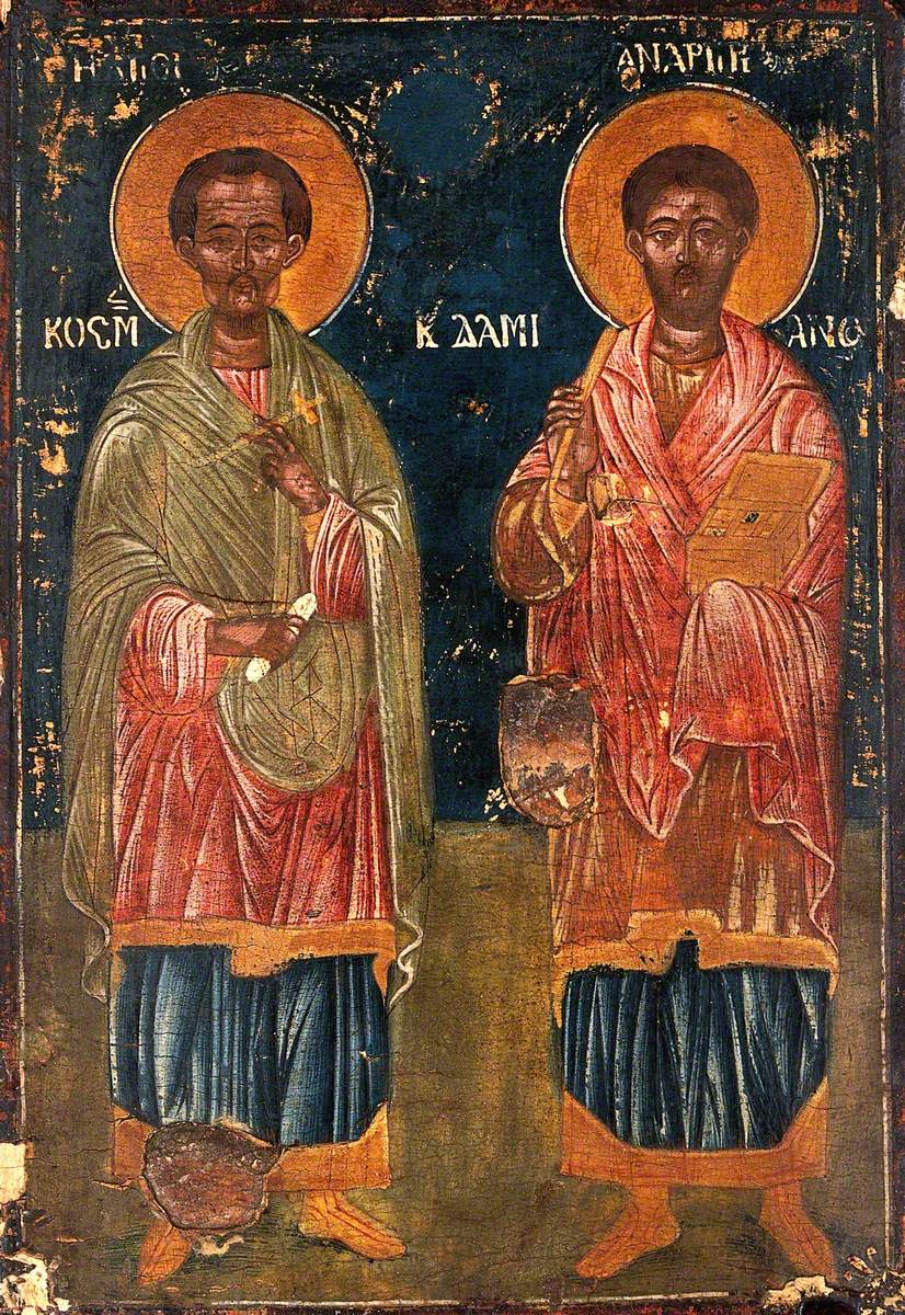 Icon with Saint Cosmas and Saint Damian