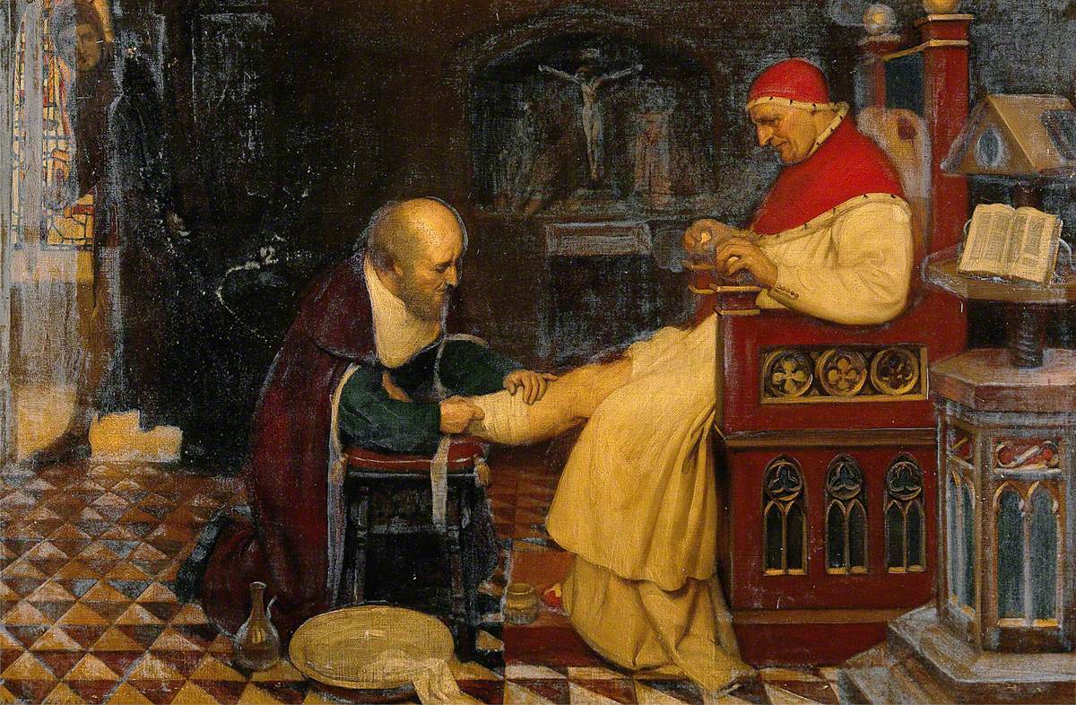 Guy de Chauliac Bandaging the Leg of Pope Clement VI at Avignon, c.1348