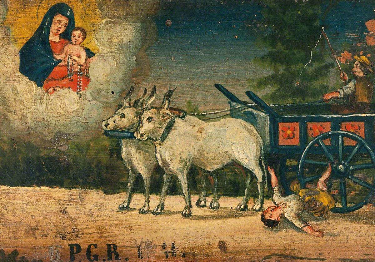 Votive Picture: A Boy Falling under the Wheel of an Ox Cart