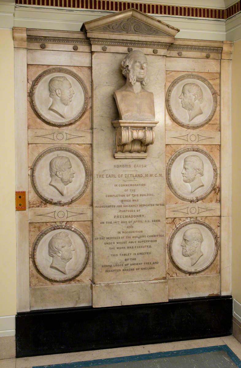 Statuary Tablet Celebrating the Building Committee Members of Freemasons' Hall, 1869