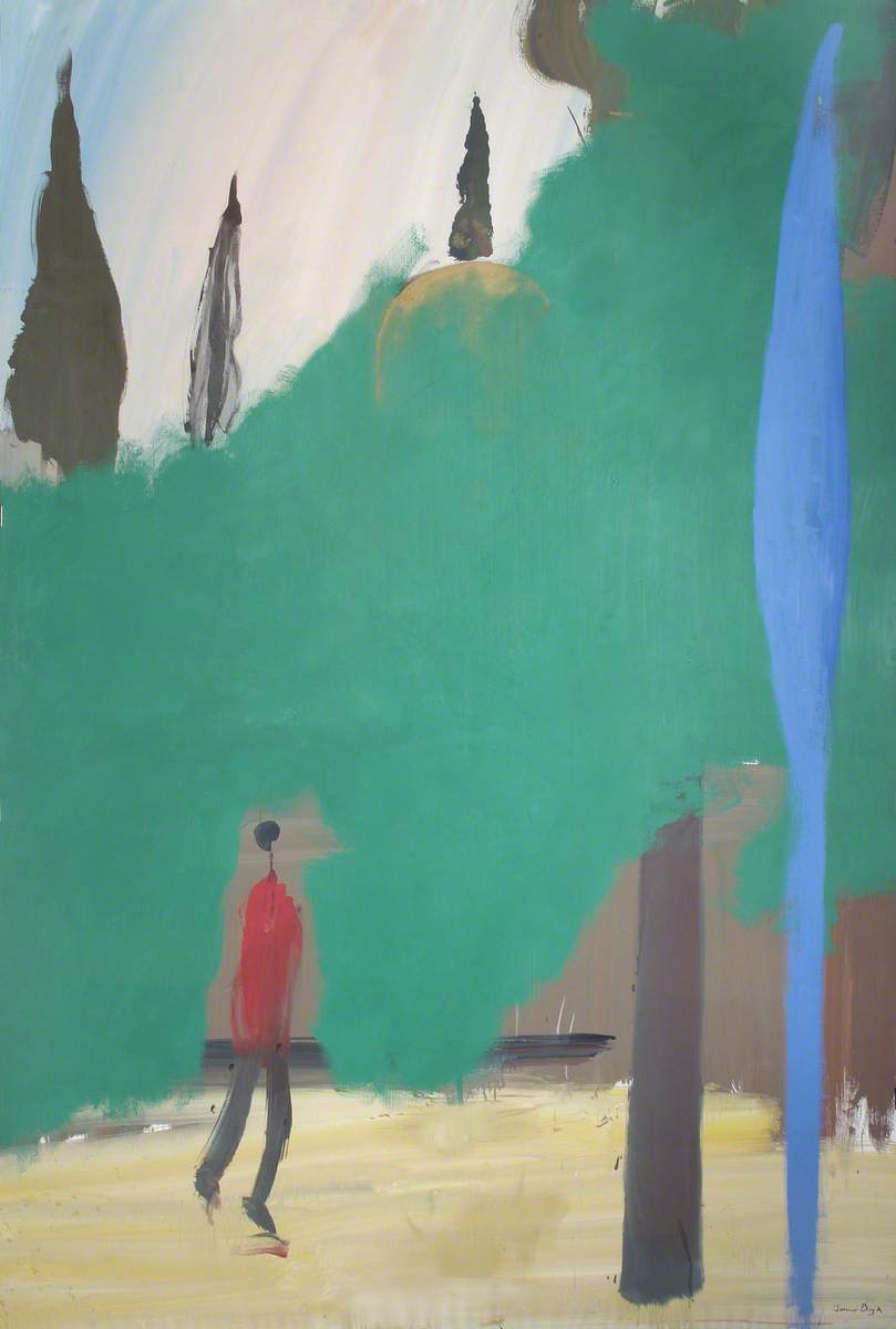 Red Figure and Trees