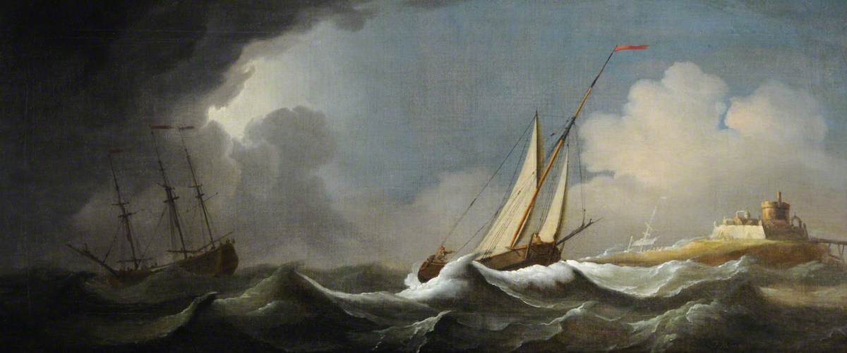 Shipping in a Stormy Sea off a Castle