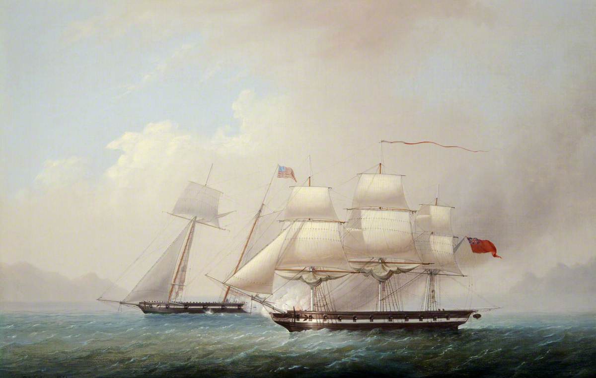 The 'Gaspe' of Jersey Engaging the US Privateer 'Diomede', 1814