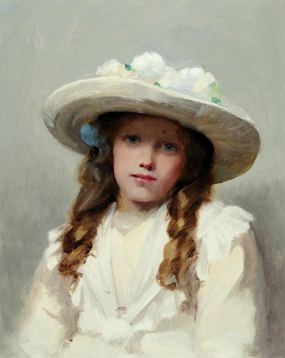 Portrait of a Young Girl in a Large White Hat