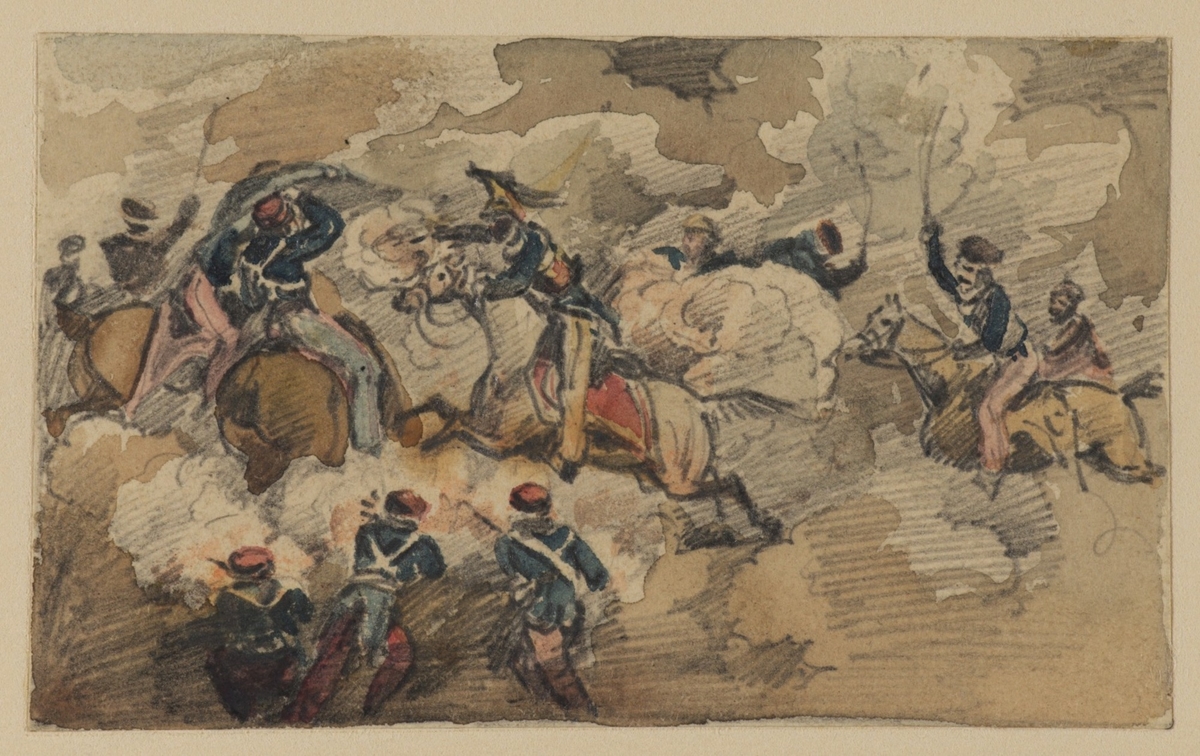 Battle Scene – Fight Between Cavalrymen and Infantry