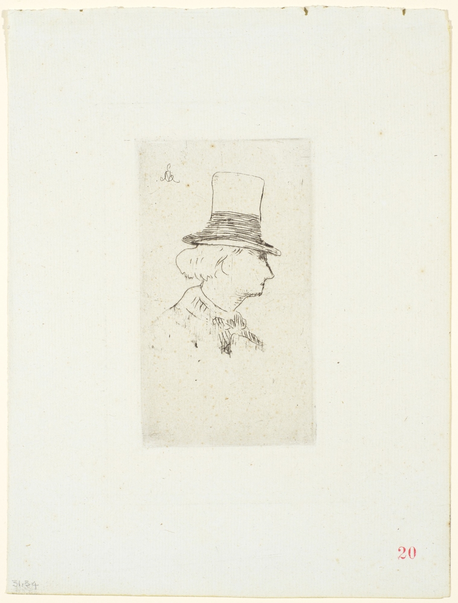 Baudelaire in Profile, in a Top-Hat (Baudelaire de profil, en chapeau)