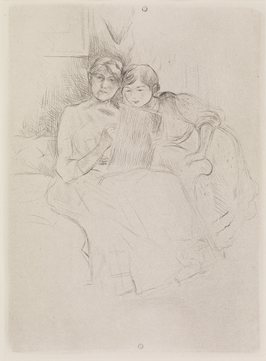 Berthe Morisot Drawing, with Her Daughter (Berthe Morisot dessinant, avec sa fille)