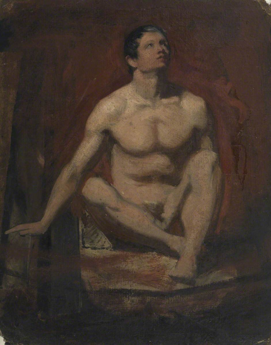 Seated Male Nude, Frontal View (recto). 