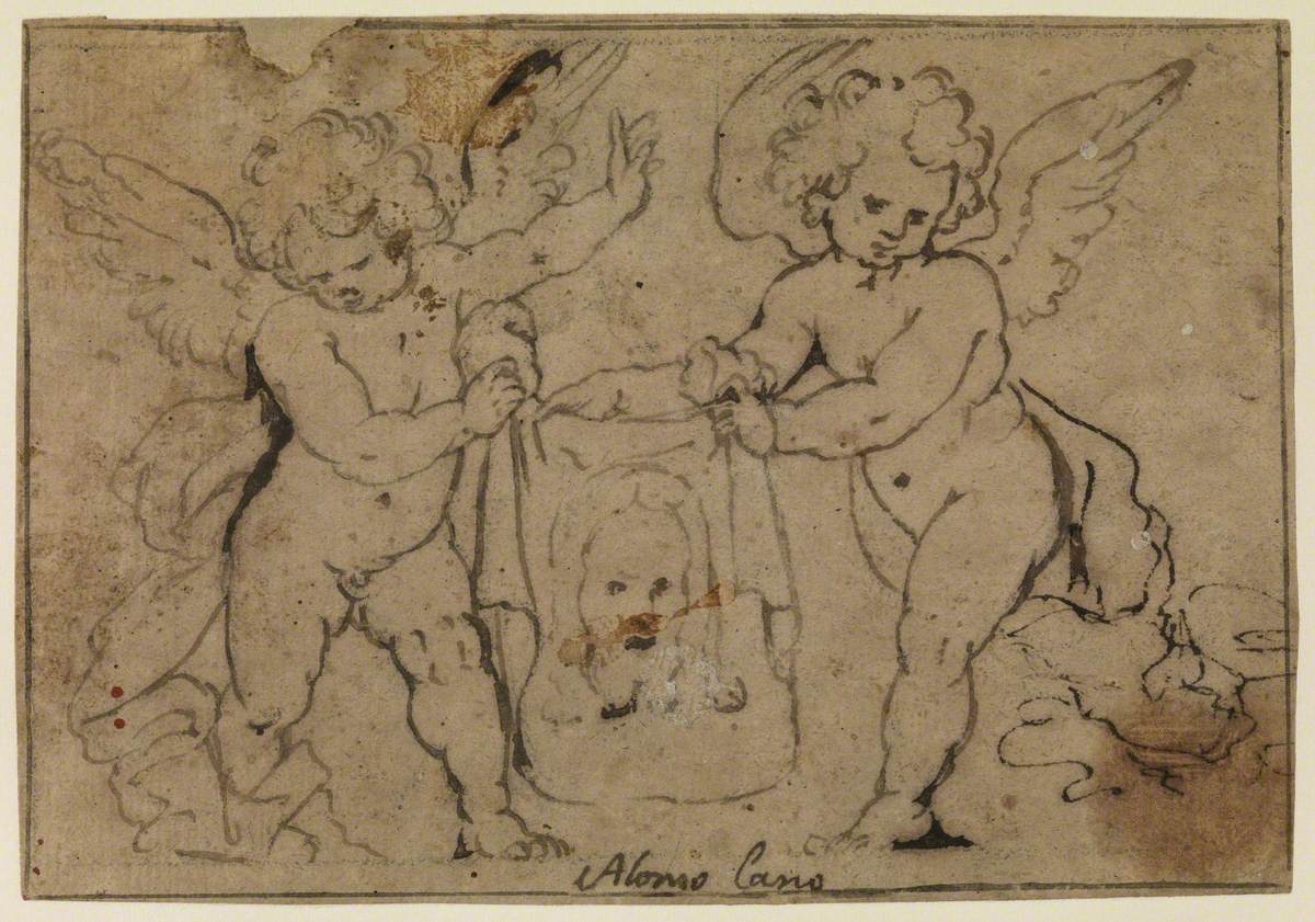 Two Angels Holding the Vernicle