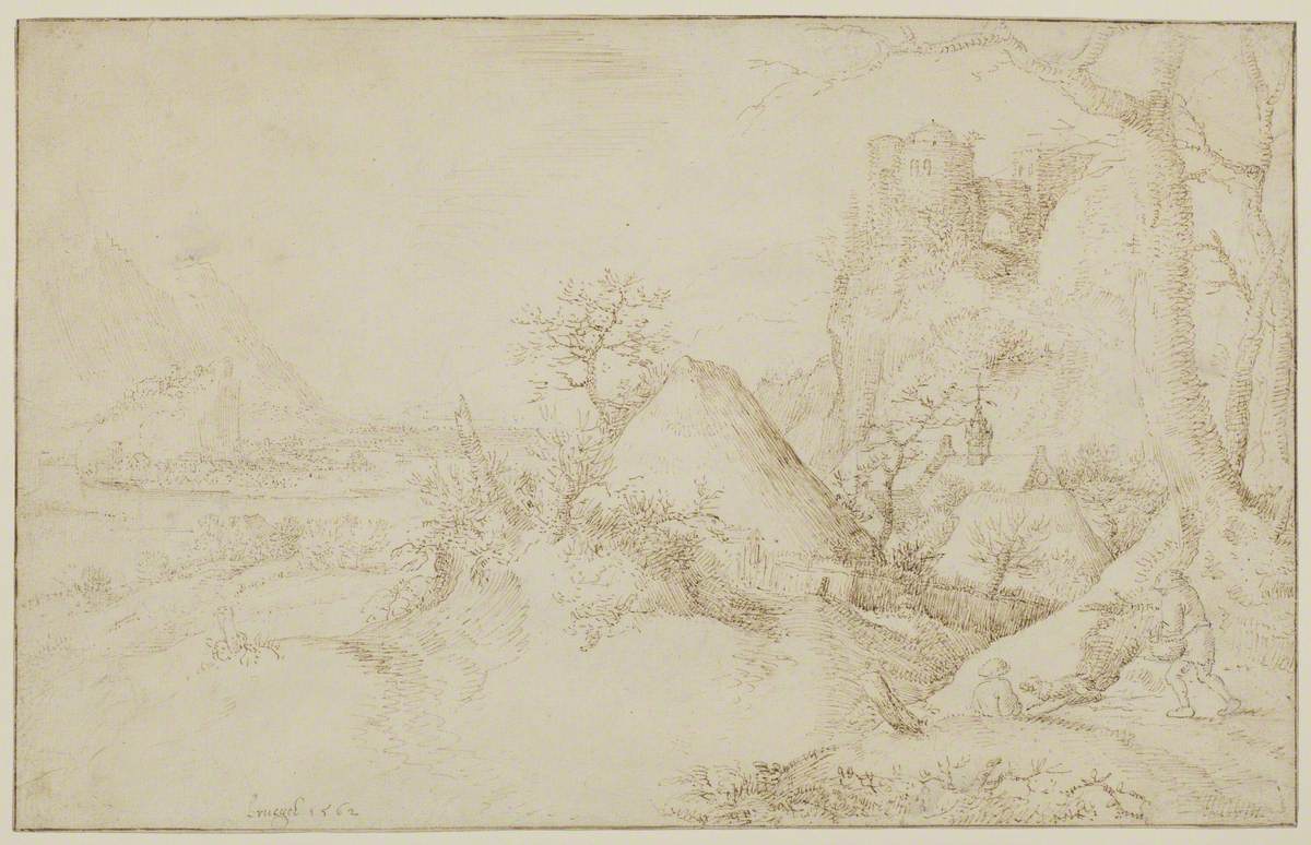 Landscape with Two Peasants and a Dog