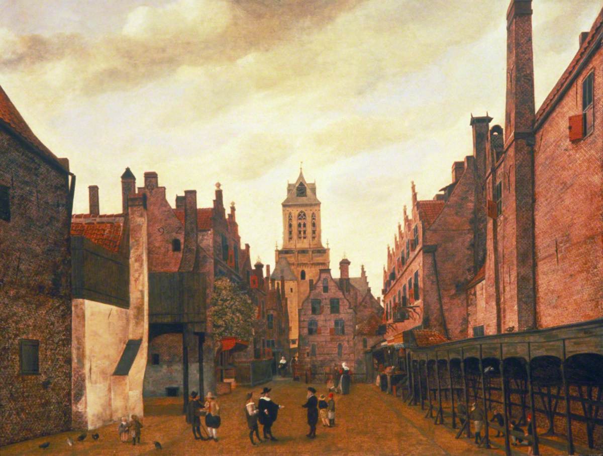 View of the Boterbrug with the Tower of the Stadhuis, Delft, Holland